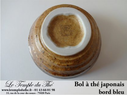 Bol à thé japonais en céramique bord bleu