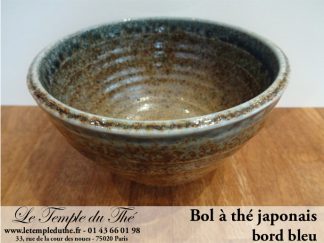 Bol à thé japonais en céramique bord bleu