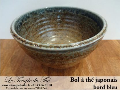 Bol à thé japonais en céramique bord bleu