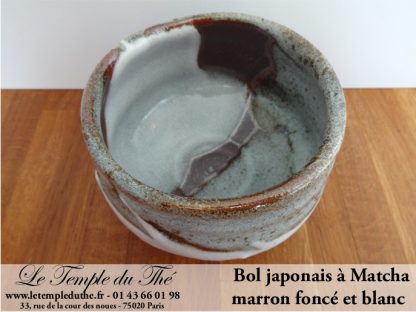 Bol à Matcha du Japon marron foncé et blanc