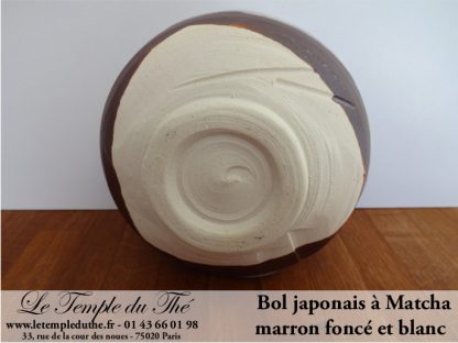 Bol à Matcha du Japon marron foncé et blanc