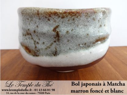 Bol à Matcha du Japon marron foncé et blanc