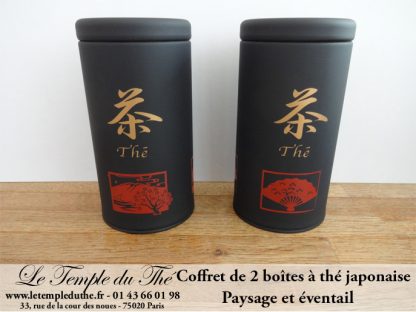 Coffret 2 boîtes japonaises éventail et paysage