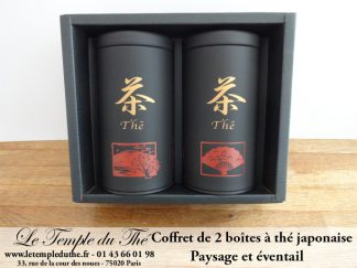 Coffret 2 boîtes japonaises éventail et paysage