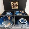 Coffret de 4 bols à thé du Japon bleu fleurs roses. Momoka – Image 4