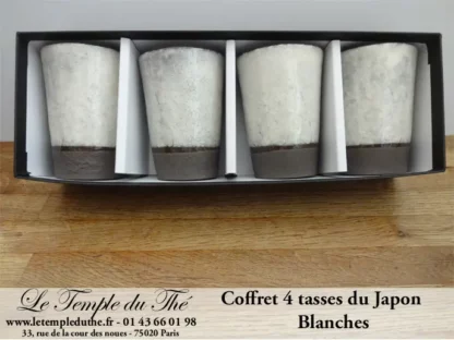 Coffret de 4 tasses à thé japonaises blanches