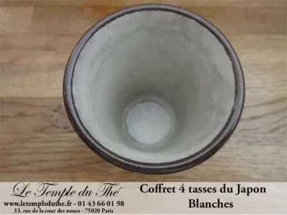 Coffret de 4 tasses à thé japonaises blanches – Image 3
