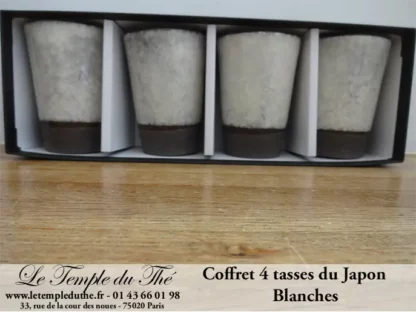 Coffret de 4 tasses à thé japonaises blanches – Image 4
