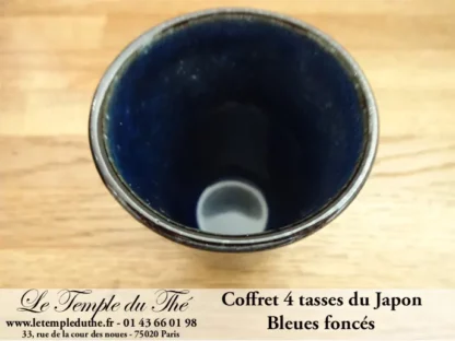 Coffret de 4 tasses à thé japonaises bleues foncés – Image 3