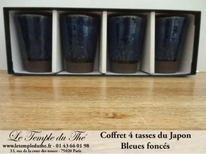 Coffret de 4 tasses à thé japonaises bleues foncés – Image 5