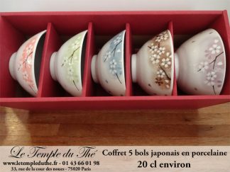 Coffret de 5 bols à thé japonais en porcelaine