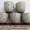 Coffret de 5 tasses japonaises 10 cl fleurs roses et bleues
