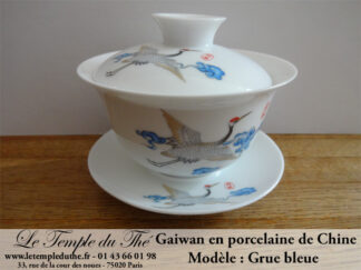 Gaiwan en porcelaine de Chine Grue bleue
