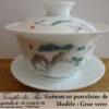 Gaiwan en porcelaine de Chine Grue verte