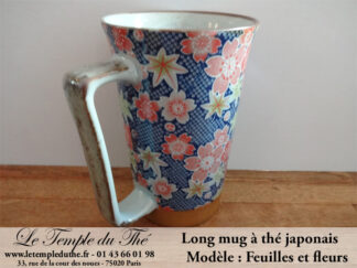 Mug en céramique japonais modèle Fleurs et feuilles