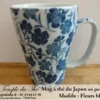 Long mug en porcelaine du Japon 35 cl fleurs bleues – Image 2