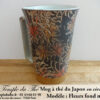 Long mug à thé du Japon en céramique 35 cl. Fleurs fond noir