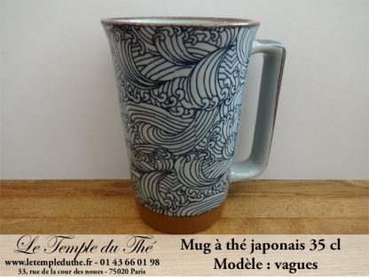 Long mug du Japon en céramique 35 cl vagues