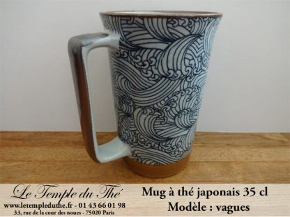 Long mug du Japon en céramique 35 cl vagues