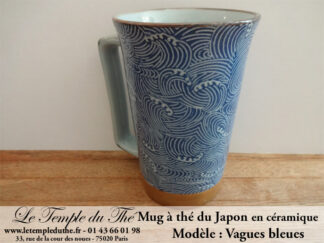 Long mug du Japon en céramique 35 cl vagues bleues