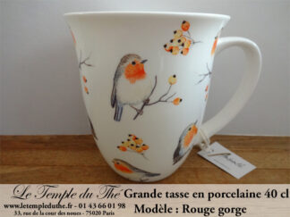 Grande tasse à thé en porcelaine 40 cl Rouge gorge