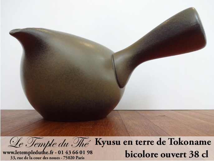 TOKONAME poterie Théière japonaise kyusu ouvert bicolore 38 cl