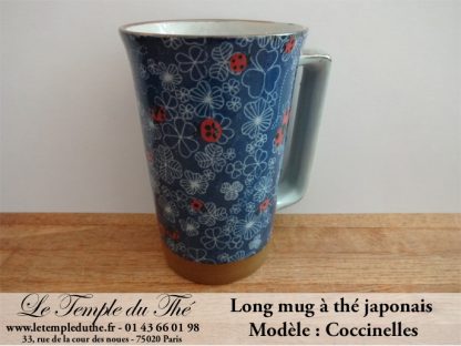 Long mug à thé japonais 35 cl en céramique modèle coccinelles