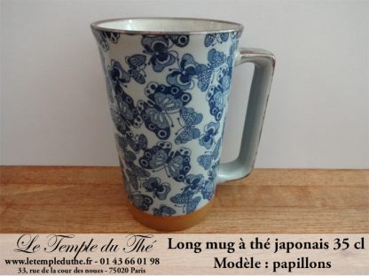 Long mug en céramique du Japon 35 cl papillons