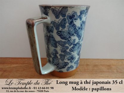 Long mug en céramique du Japon 35 cl papillons