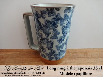 Long mug en céramique du Japon 35 cl papillons
