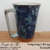 Long mug japonais en céramique 35 cl fleurs Éventails