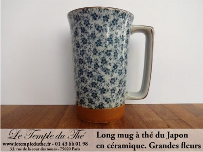 Long mug en céramique du Japon 35 cl grandes fleurs