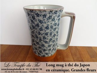 Long mug en céramique du Japon 35 cl grandes fleurs