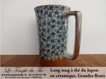 Long mug à thé du Japon en céramique 35 cl. Grandes fleurs – Image 2