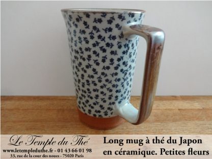 Long mug japonais en céramique 35 cl petites fleurs
