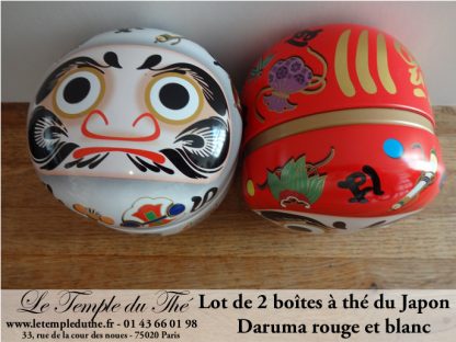 Lot de deux boîtes japonaises Daruma blanche et rouge