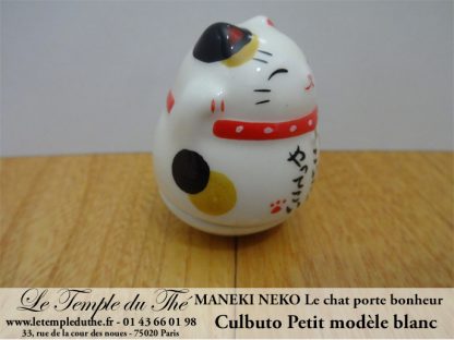 Maneki-Neko Le chat porte bonheur petit culbuto blanc