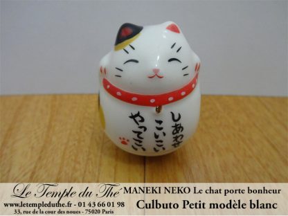 Maneki-Neko Le chat porte bonheur petit culbuto blanc
