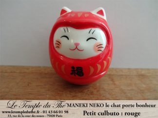 Maneki-Neko Le chat porte bonheur culbuto rouge