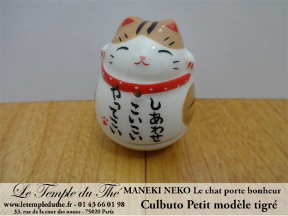 Maneki-Neko Le chat porte bonheur petit culbuto tigré