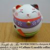 Maneki-Neko Le chat porte bonheur culbuto collier violet