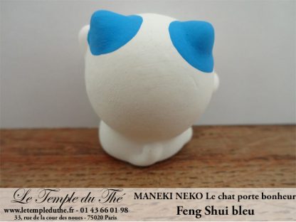 Maneki-Neko Le chat porte bonheur Feng Shui bleu (chance au travail)