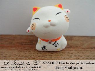 Maneki-Neko Le chat porte bonheur Feng Shui jaune (Chance et Argent)
