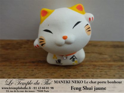 Maneki-Neko Le chat porte bonheur Feng Shui jaune (Chance et Argent)