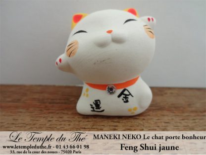 Maneki-Neko Le chat porte bonheur Feng Shui jaune (Chance et Argent)