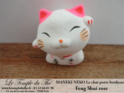 Maneki-Neko Le chat porte bonheur Feng Shui rose (Amour) – Image 4