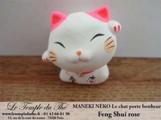 Maneki-Neko Le chat porte bonheur Feng Shui rose (Amour)