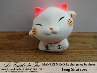 Maneki-Neko Le chat porte bonheur Feng Shui rose (Amour)