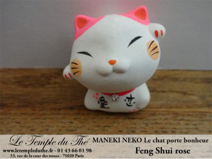 Maneki-Neko Le chat porte bonheur Feng Shui rose (Amour)