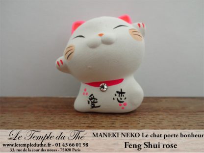 Maneki-Neko Le chat porte bonheur Feng Shui rose (Amour)